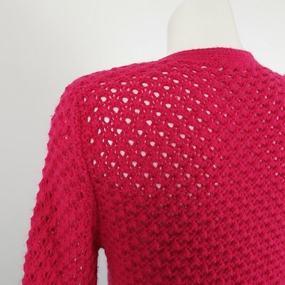 𝅺l.l Bean Pink Wool Angora Open Knit Cardigan Size S - Picture 9 of 12